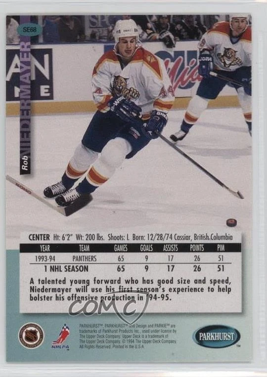 1994-95 Parkhurst SE Rob Niedermayer #SE68 - Image 2 of 2