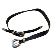 Justin Black Leather Womens Large Silver Conchos Western Adjustable Belt C21513