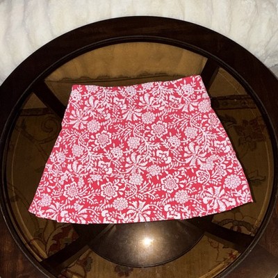Sigrid Olsen Golf & Tennis Floral Skort Pull-On Stretch Red/White Women M