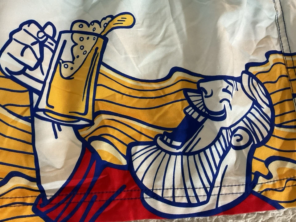 Pabst Blue Ribbon Beer Swim Trunks Pockets Drawstring Netted Men Large - Image 2 of 4