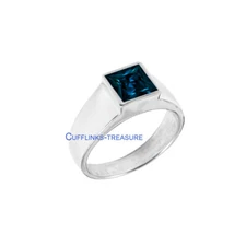 Natural London Blue topaz Gemstone with 925 Sterling Silver Ring For Men's #542