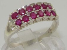 High Quality 925 Solid English Sterling Silver Genuine Natural Ruby Band Ring