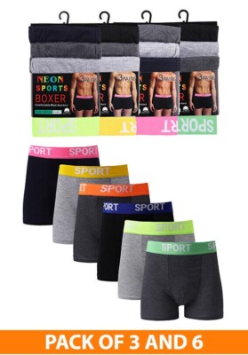 Mens Sports Boxers Briefs Shorts Underwear 3,6 Pack Cotton Comfort Fit UK S-XL