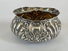 Antique Repousse STERLING SILVER OPEN SALT Birmingham England -William Davenport