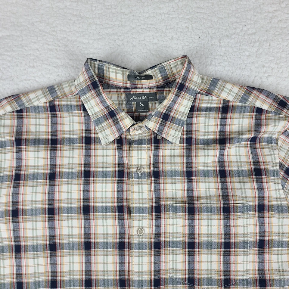 Camisa de franela Eddie Bauer para hombre grande multicolor a cuadros calce clásico abotonada Foto 3 de 4