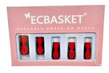 Halloween Press on Nails Long Coffin French Fake Nails Black Blood