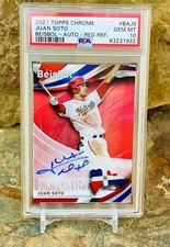 Juan Soto Beisbol Red Refractor /5 PSA 10 Auto 2021 Topps Chrome Insert POP 1