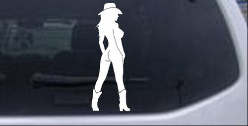 Nude Cowgirl in Boots and Hat Car or Truck Window Laptop Decal Sticker 10X3.8 - Picture 1 of 33
