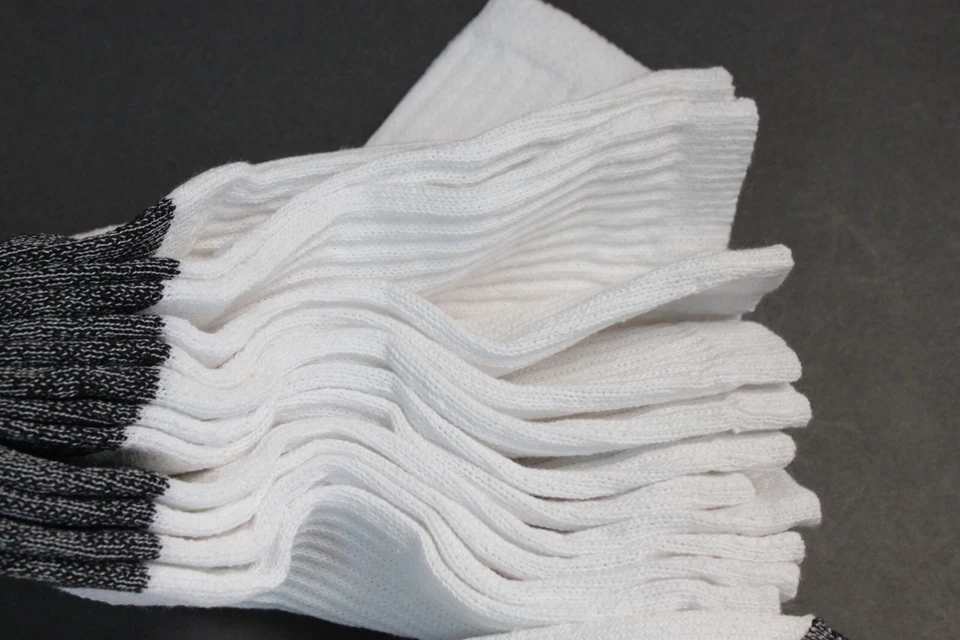 6 Pair Cotton White Black H/T Crew Socks 9-11 Men's Women's Long Crew Socks Thin - Image 2 of 4