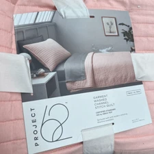 Project 62 Garment Washed Channel Stitch Quilt Pink Twin / XL Twin NEW