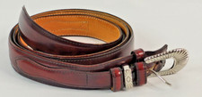 SAS Genuine Leather Belt 51 SZ 48 Cordovan with Silver color Buckle Made in USA