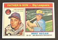 1976 Topps Father & Son Big Leaguers Jim Hegan Mike Hegan Baseball Card #69 VG