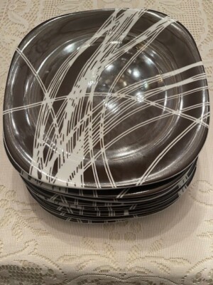 VTG Salad Plates Block Langenthal Transition Linear Brown Switzerland