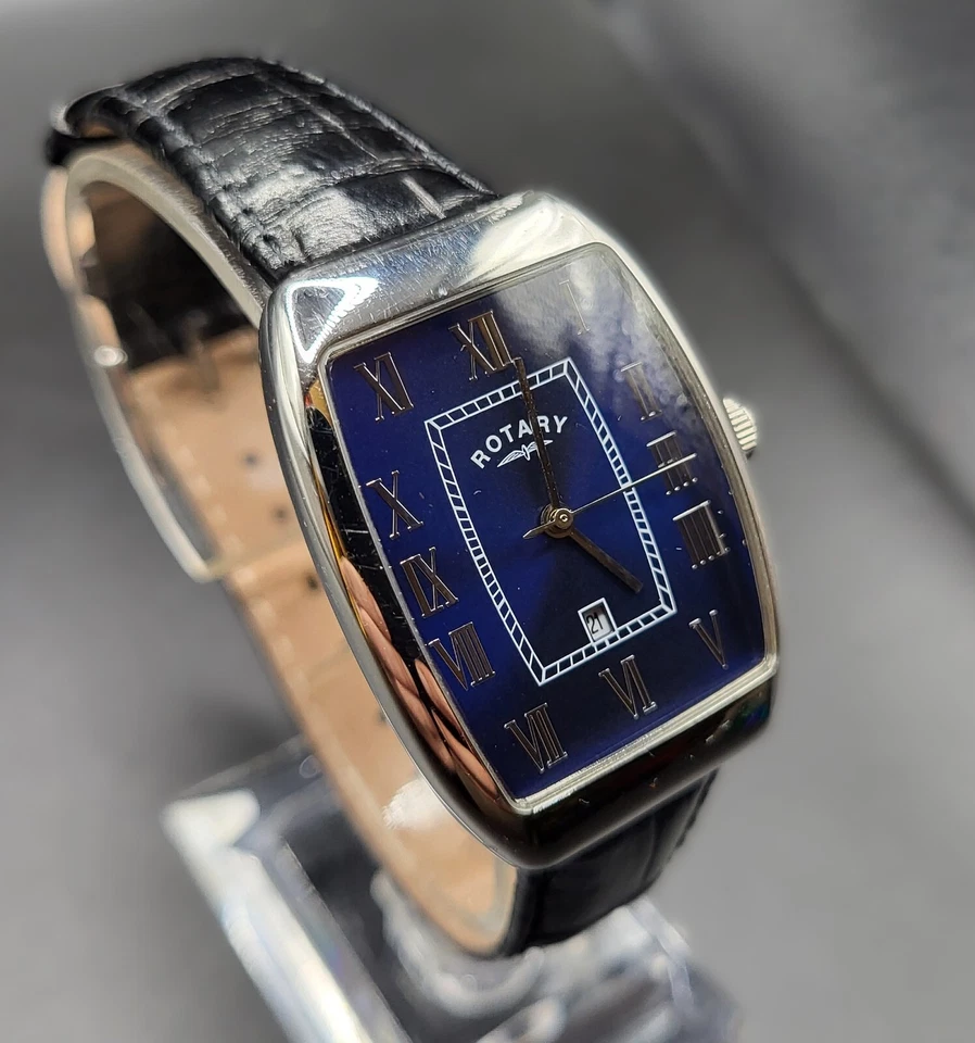 Rotary Mens Luxury Black/Blue Analog 32 mm Quartz Watch 50 M WR Leather Strap - Image 2 of 4