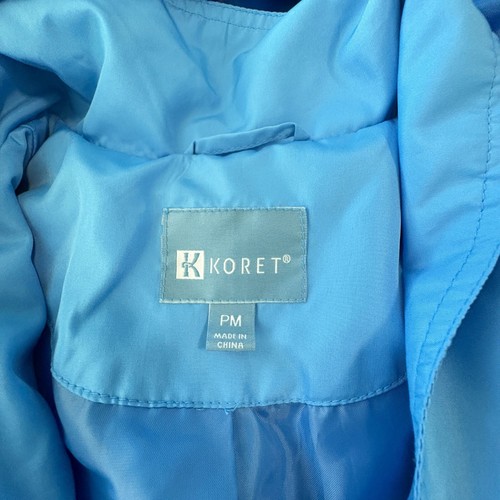 Koret Windbreaker Jacket Womens Petite Size PM Blue Hooded Raincoat Button Up - Picture 3 of 11