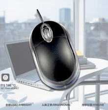 Quality Mini Mouse 3D Optical 1600dpi USB for PC Laptop Design Black/Acrylic
