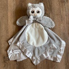 Bearington Baby Lovey Gray Owl Satin Soft Security Blanket Soft Plush Toy Animal
