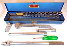 Vintage S-K SK Wayne 1/2” Drive Socket Set USA Ratchet Tools Metal Case