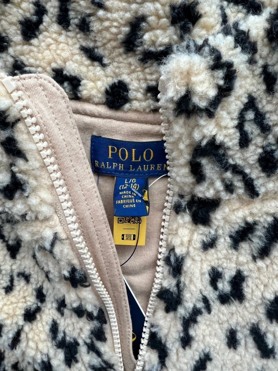 Polo Ralph Lauren Girls Ocelot Sherpa Zip Jacket Sweatshirt