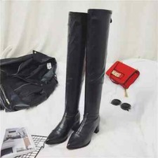 stivali coscia ginocchio donna nero tacco 5 cm eleganti pelle sintetica 9649