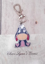 EEYORE DOUBLE SIDED PURSE OR JACKET ZIPPER PULL KEYCHAIN ADD ON CLIP CHARM!