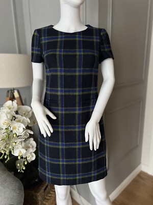 Hobbs Kleid UK 8 Schottenkaro 100% Wolle Etuikleid Tweed 