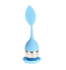 Boule à thé infuseur silicone 'feuille' - Bleu