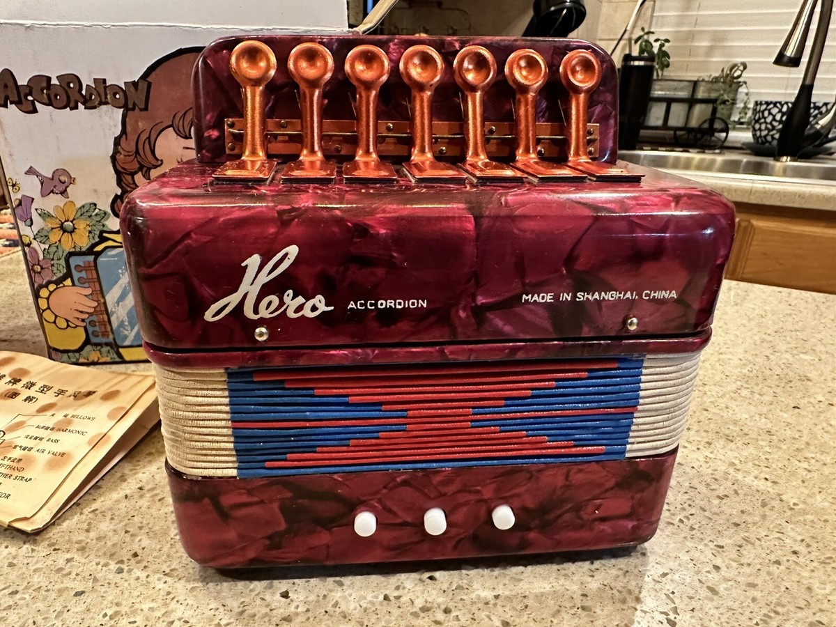 Hero Toy Accordion In Original Box UC102 W/Instructions ~ Vintage