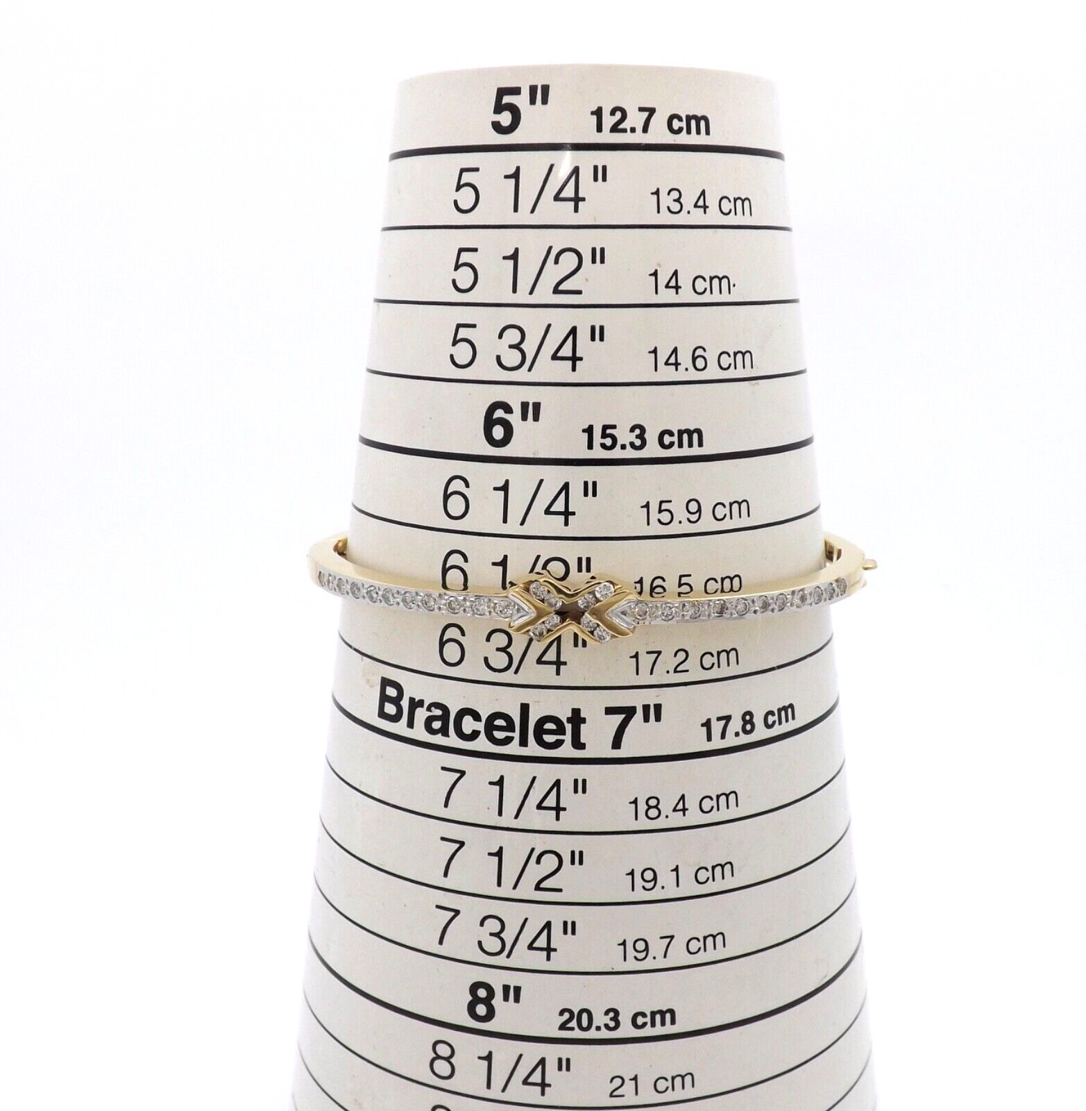 Solid Gold Natural Diamond X Hinged Bangle Bracel… - image 4