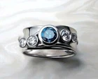 5 Stone Wedding Ring 14K Gold Plated 3Ct Round Cut Lab-Created London Blue Topaz