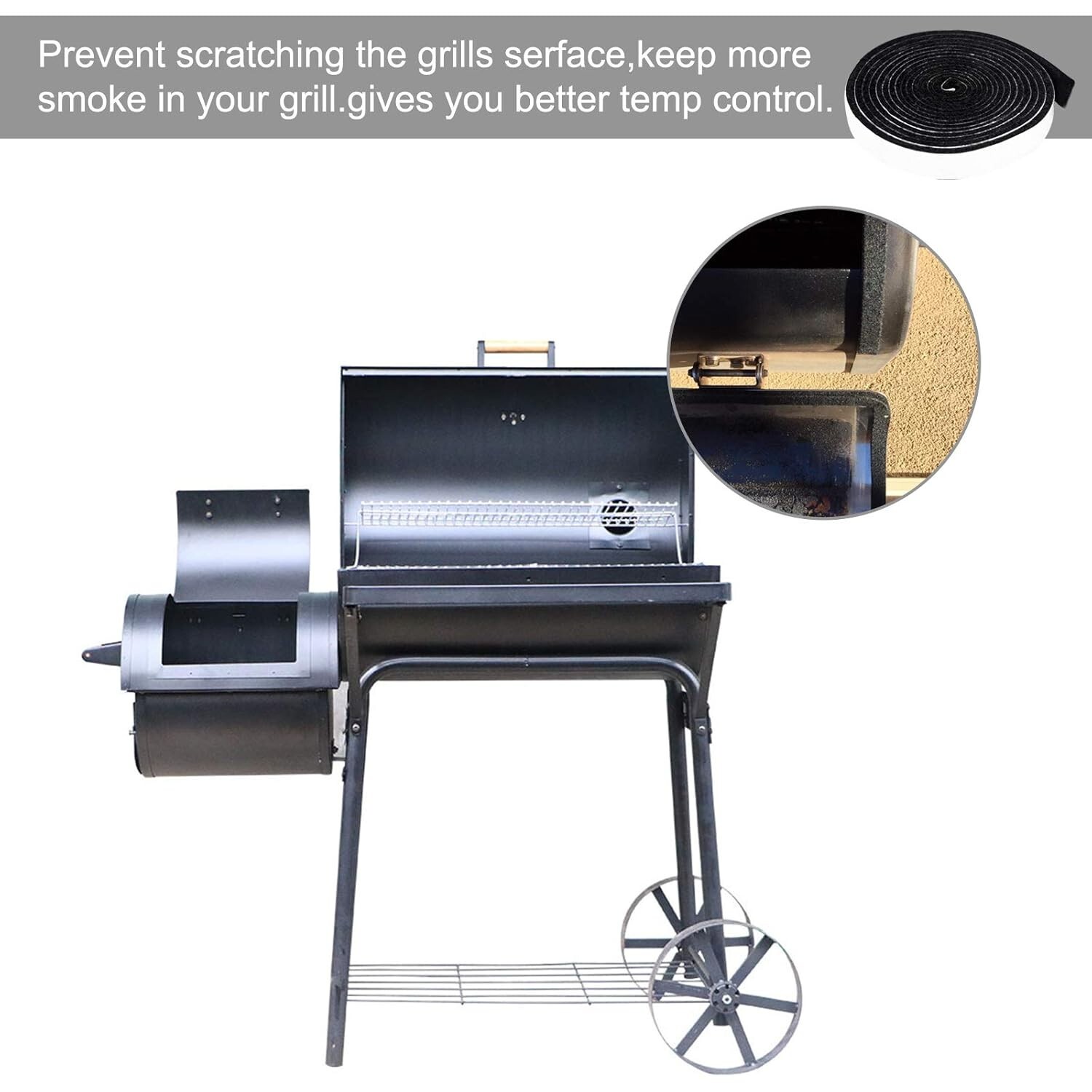 30FT Self-Stick High Temp Smoker Gasket Seal – Universal BBQ Replacement Tape