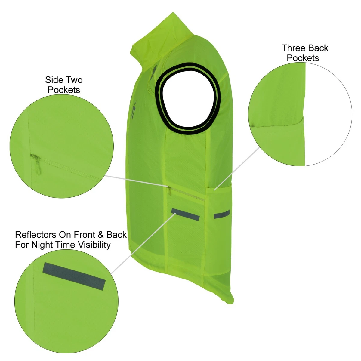 Cycling Vest FOR MEN WOMEN Windproof Gilet HI VIZ Running TOP water rasistant