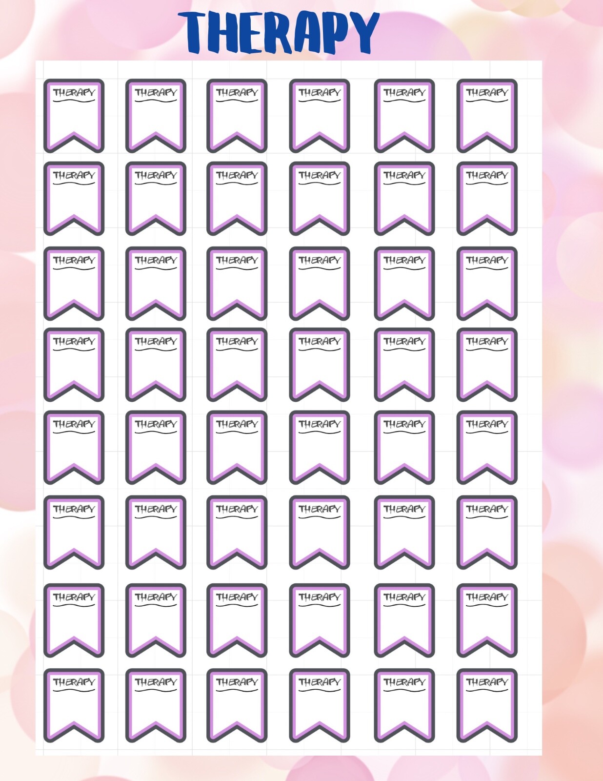 PLANNER STICKERS – PREMIUM MATTE REPOSITIONABLE – THERAPY APPTS 42 stickers-image