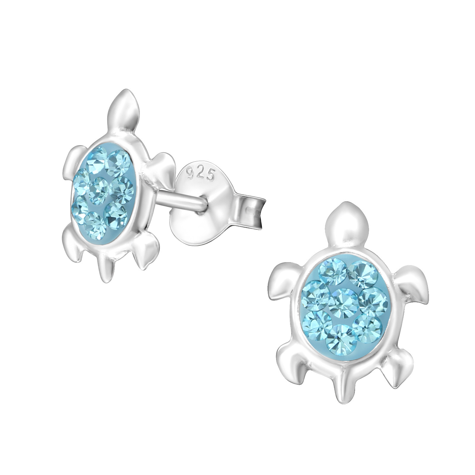 Kristall Schildkröte Kinder Ohrstecker 925 Sterling Silber Fisch Geschenkidee