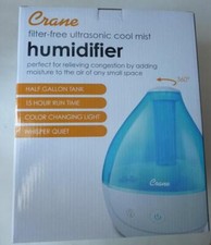 Crane 1/2 Gallon Filter Free Ultrasonic Cool Mist Humidifier