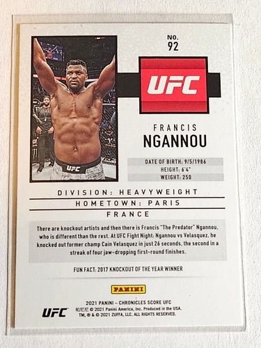 Francis Ngannou - 2021 Chronicles Score Base Card - Picture 2 of 2