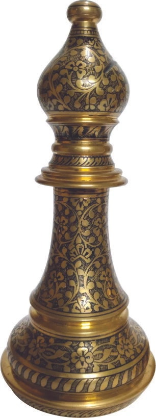  Brass Chess's pieces, 6 inch Bishob pair,  Large Brass Hand Carving , - Image 3 of 3
