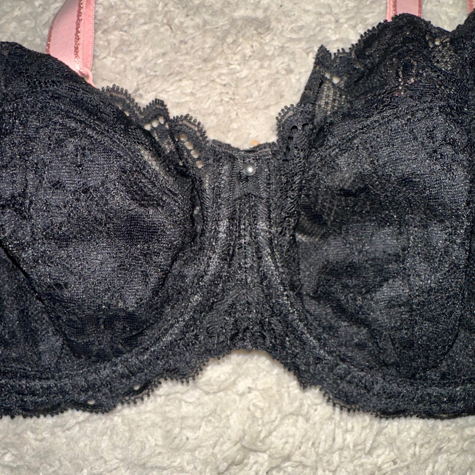 Freya Lace Offbeat Underwire Side Support Bra Black Pink Straps Size US 30G