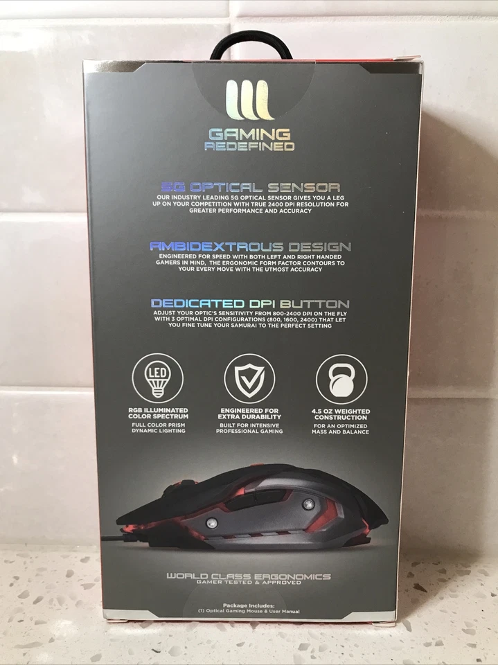 Lifeworks Samurai Optical Gaming Mouse Multi Color LW-BL-GM1000B NEW & SEALED! - Image 2 of 4