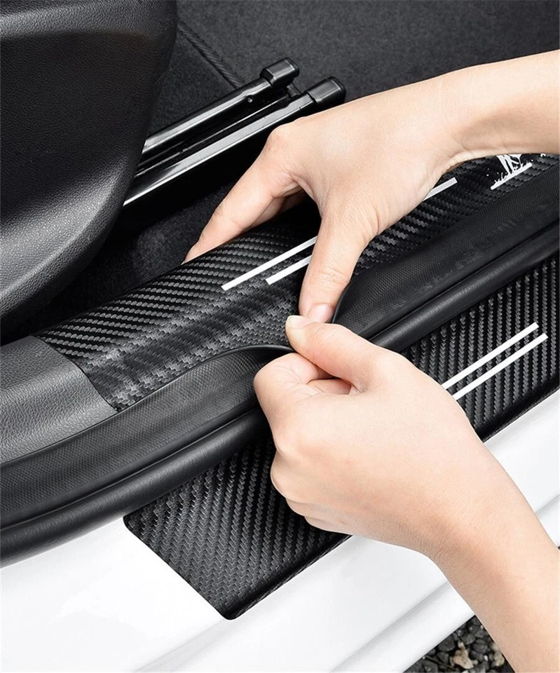 Carbon Fiber Look Sticker Protector Cover Sport Style Decals For Car Door Scuff - Image 4 of 4