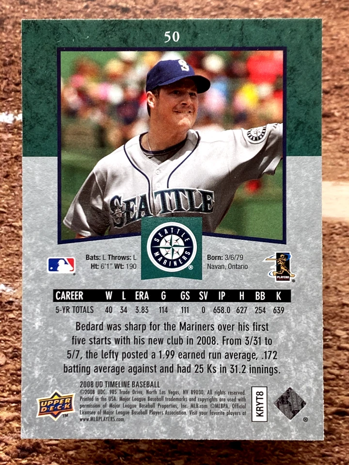 2008 Upper Deck Timeline Erik Bedard #50 - Image 2 of 2