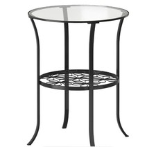 IKEA KLINGSBRO Side Table Plant Stand In Black/Clear Glass, 49x62 cm BNIB
