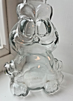 Garfield the cat Coin Glass Bank Vintage Anchor Hocking Clear Glass HTF