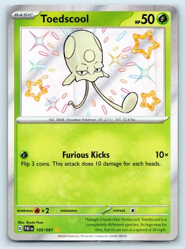 Toedscool 105/091 Paldean Fates Pokemon Holo NM/M Ryuta Fuse
