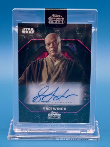Samuel L Jackson AUTO /10 2024 Topps Chrome Black Star Wars Mace Windu LightSide
