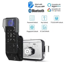 Fingerprint Smart Door Lock Waterproof Outdoor Gate Bluetooth Keypad 13.56MHz
