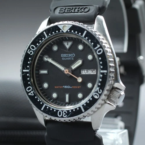 New Battery [EXC++++] Vintage SEIKO Diver 6458-6000 38mm Quartz Watch From JAPAN