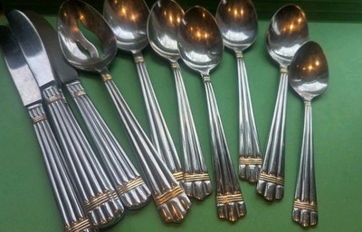 11 Pieces Wallace Golden Apollo 18/8 Stainless Steel Flatware