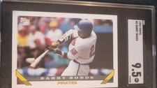 Topps 1993 Barry Bonds #2 Pirates SGC 9.5 Graded Base Set