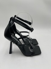 Women’s Versace Safety Pin heeled sandals Black Leather Size 35.5